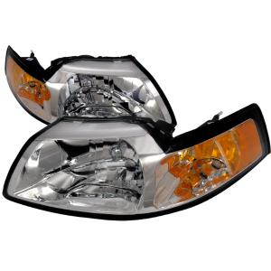 99-04 FORD MUSTANG CRYSTAL HOUSING HEADLIGHTS CHROME Spec D Crystal Euro Headlights (Chrome)