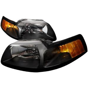 99-04 FORD MUSTANG CRYSTAL HOUSING HEADLIGHTS BLACK Spec D Crystal Euro Headlights (Black)