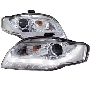 06-08 AUDI A4 PRJECTOR HEADLIGHT CHROME R8 STYLE WITH LED SIGNAL Spec D R8 Style LED Projector Headlights (Chrome)