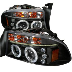 97-04 DODGE DAKOTA HALO LED PROJECTOR BLACK, 98-03 DODGE DURANGO HALO LED PROJECTOR BLACK Spec D LED Halo Projector Headlights (Black)