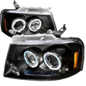04-08 FORD F150 HALO LED PROJECTOR BLACK Spec D LED Halo Projector Headlights (Black)