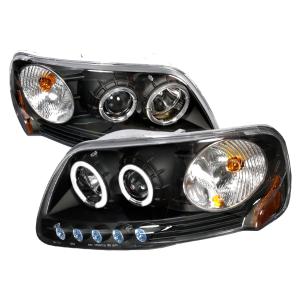 97-02 FORD EXPEDITION HALO PROJECTOR HEADLIGHTS BLACK, 97-03 FORD F150 HALO PROJECTOR HEADLIGHTS BLACK Spec D Halo Projector Headlights (Black)