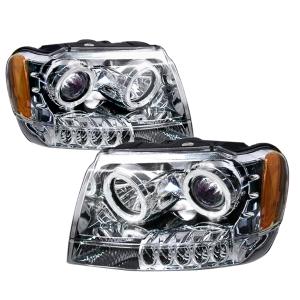 99-04 JEEP GRAND CHEROKEE HALO PROJECTOR HEADLIGHTS CHROME Spec D Halo Projector Headlights (Chrome)