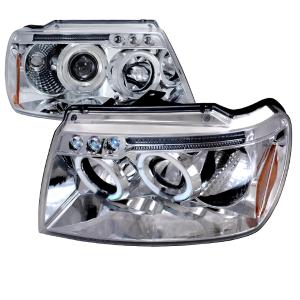 99-04 JEEP GRAND CHEROKEE HALO LED PROJECTOR CHROME Spec D LED Halo Projector Headlights (Chrome)