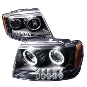 99-04 JEEP GRAND CHEROKEE HALO PROJECTOR HEADLIGHTS BLACK Spec D Halo Projector Headlights (Black)