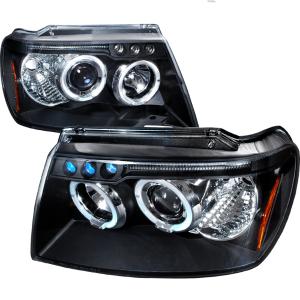 99-04 JEEP GRAND CHEROKEE HALO LED PROJECTOR BLACK Spec D LED Halo Projector Headlights (Black)