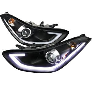11-13 Hyundai Elantra Spec D Projector Headlights - LED DRL, Black Color