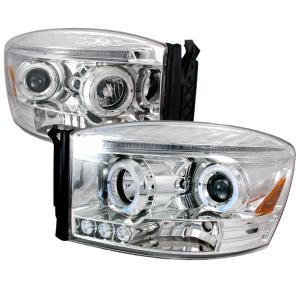 06-08 DODGE RAM HALO LED PROJECTOR CHROME Spec D LED Halo Projector Headlights (Chrome)