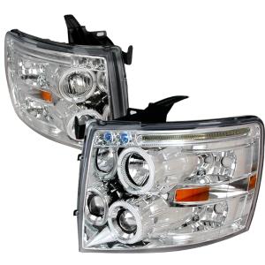 07-10 Chevrolet SILVERADO HALO LED PROJECTOR CHROME Spec D LED Halo Projector Headlights (Chrome)