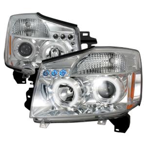 04-07 NISSAN ARMADA HALO LED PROJECTOR CHROME, 04-07 NISSAN TITAN HALO LED PROJECTOR CHROME Spec D LED Halo Projector Headlights (Chrome)