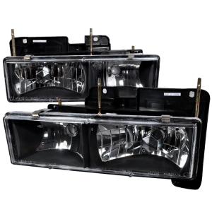 88-98 Chevrolet C10 CRYSTAL HOUSING HEADLIGHTS BLACK Spec D Crystal Euro Headlights (Black)