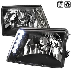 98-00 FORD RANGER CRYSTAL HOUSING HEADLIGHTS BLACK Spec D Crystal Euro Headlights (Black)