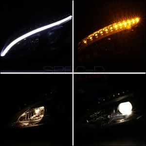 2008-2011 Benz W204 C-Class For Factory Halogen Headlight Models Only (will Not Fit With Factory HID Headlight Models) Spec D DRL LED Projector Headlights Black