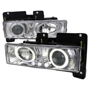 88-98 Chevrolet C10 HALO PROJECTOR HEADLIGHTS WITH LED CHROME Spec D LED Halo Projector Headlights (Chrome)