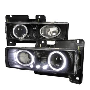 88-98 Chevrolet C10 HALO PROJECTOR HEADLIGHTS WITH LED BLACK Spec D LED Halo Projector Headlights (Black)