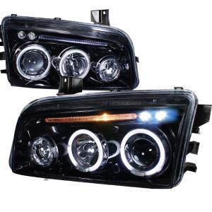 05-10 DODGE CHARGER PROJECTOR HEADLIGHT GLOSS BLACK HOUSING SMOKE LENS Spec D Projector Headlights (Glossed Black/Smoke)