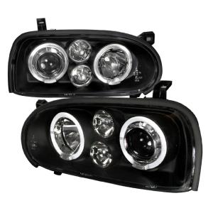 93-98 VOLKSWAGEN GOLF HALO PROJECTOR HEADLIGHT BLACK HOUSING Spec D Projector Headlights - Dual Halo, Black Color