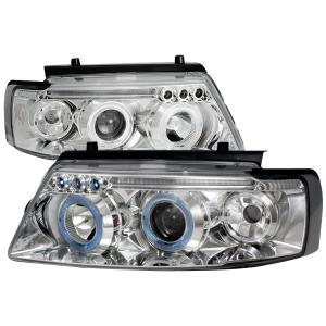 97-00 VOLKSWAGEN PASSAT HALO LED PROJECTOR CHROME Spec D LED Halo Projector Headlights (Chrome)