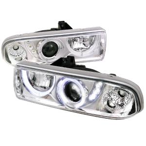 98-04 Chevrolet S10 PROJECTOR HEADLIGHT CHROME HOUSING Spec D Projector Headlights (Black Housing with Clear Lens)