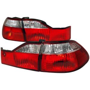 98-00 HONDA ACCORD TAIL LIGHTS RED CLEAR 4DR Spec D Tail Lights (Red/Clear)