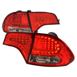 06-08 HONDA CIVIC 4D LED TAIL LIGHTS RED CHROME Spec D LED Tail Lights (Red)