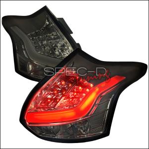Ford Focus ST 2012-2014 5DR LED Tail Light Red Streak Chrome Housing Smoke Lens