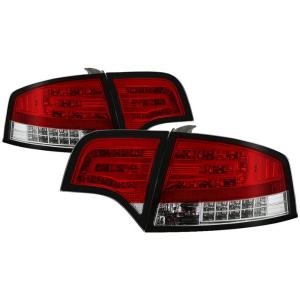 06-08 Audi A4 (4Dr) Spyder LED Tail Lights - Red Clear