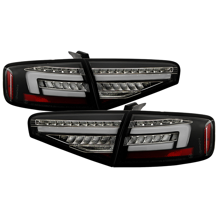  Audi A4 2013 to 2016 4Dr/ S4 2013 to 2016 4Dr LED Tail Lights - Sequential LED Turn Signal - LED Clear Light Bar Parking Lights - LED Brake Lights - LED Reverse Lights - Black Spyder Auto Tail Lights
