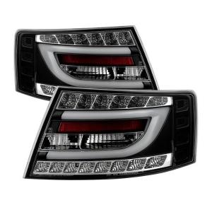 05-08 Audi A6 4Dr (Does not fit Quattro) Spyder Tail Lights - Black, Light Bar LED