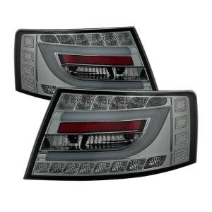 05-08 Audi A6 4Dr (Does not fit Quattro) Spyder Tail Lights - Smoke, Light Bar LED