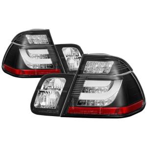 02-05 BMW 3 Series (4Dr E46) Spyder Light Bar Style LED Tail Lights - Black