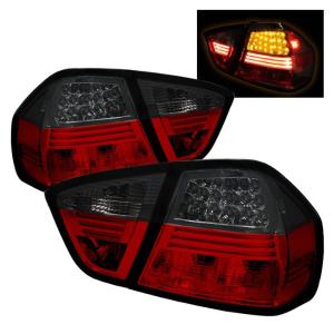 06-08 BMW 3 Series (4Dr E90) Spyder LED Tail Lights - Red/Smoke