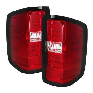 14-16 Chevrolet Silverado (1500), 15-16 GMC Sierra Spyder Tail Lights - Red Clear, Light Bar LED