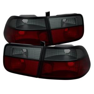 96-00 Honda Civic (2Dr) Spyder Tail Lights - Red Smoke, 2Dr Crystal