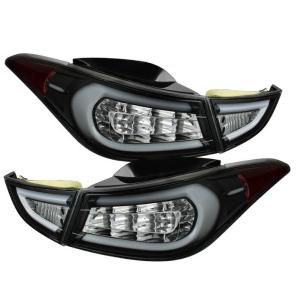 11-13 Hyundai Elantra Spyder Light Bar Style LED Tail Lights - Black