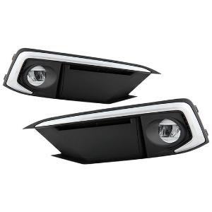 2019+ Honda Civic Coupe/Sedan Chrome Trim Spyder OEM LED Fog Light W/OEM Fit Switch - Clear