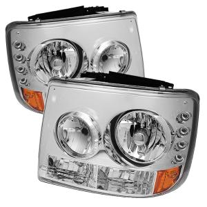 99-02 Chevrolet Silverado (1500/2500), 00-06 Chevrolet Tahoe, 01-02 Chevrolet Silverado, 00-06 Chevrolet Suburban (1500/2500) Spyder Crystal Headlights With Bumper Lights  - Chrome (1 Piece)