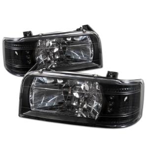 92-96 Ford Bronco, 92-96 Ford F150 Spyder LED Crystal Headlights - Black (1 Piece)