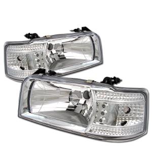 92-96 Ford Bronco, 92-96 Ford F150 Spyder LED Crystal Headlights - Chrome (1 Piece)