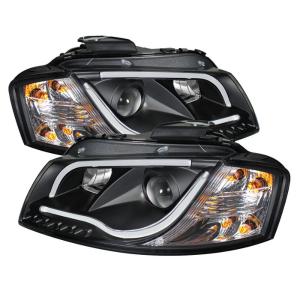 06-08 Audi A3 Spyder Light Tube DRL LED Projector Headlights - Black
