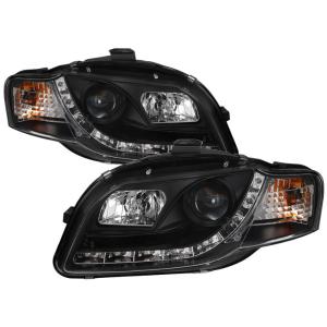 06-08 Audi A4 Spyder DRL LED Projector Headlights - Black