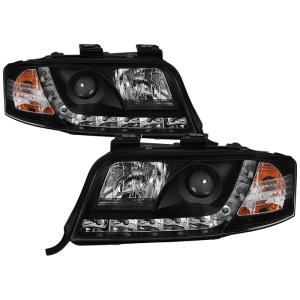 02-04 Audi A6 Spyder DRL LED Projector Headlights - Black