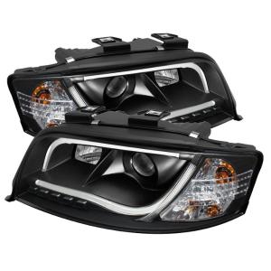 02-04 Audi A6 Spyder Light Tube DRL LED Projector Headlights - Black
