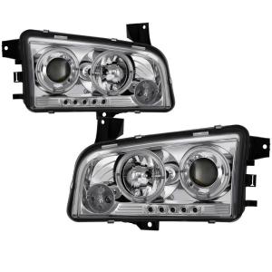 06-10 Dodge Charger Spyder Halo LED Projector Headlights - Chrome