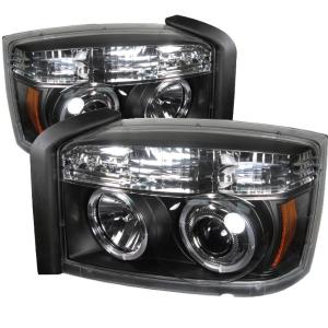 05-07 Dodge Dakota Spyder Halo LED Projector Headlights - Black