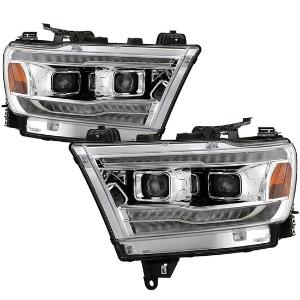 2019-2020 Dodge Ram Halogen Model Only ( Do Not Fit Factory LED Model ) Spyder Apex High-power LED Module (High Beam And Low Beam) Equipped Headlights - Chrome
