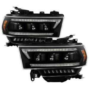 2019-2022 Dodge Ram Heavy Duty 2500/3500 Factory Reflective LED Model Only ( Not Compatible With Factory Halogen Model ) Spyder Apex High-Power LED Module (High Beam And Low Beam) Equipped Headlights - Black