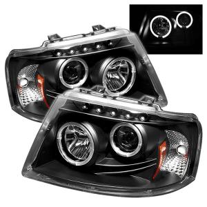 03-06 Ford Expedition Spyder Halo LED Projector Headlights - Black