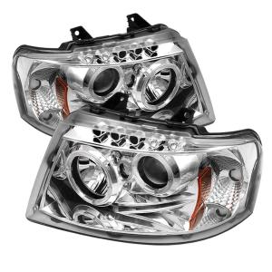 03-06 Ford Expedition Spyder Halo LED Projector Headlights - Chrome