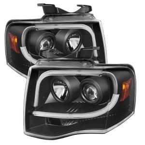 07-13 Ford Expedition Spyder Projector Headlights - Black, Lights Tube DRL